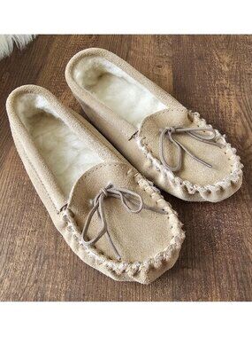 Kids Sheepskin Moccasin Soft Suede Sole Slippers 7.5”/12.5